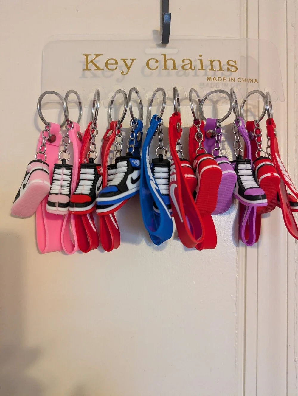 Nike Red, Blue, Purple & Pink Mini Sneaker Keychains - Set 12